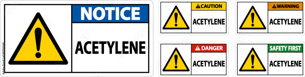 Danger Acetylene Sign On White Background Danger Acetylene Sign On White Background