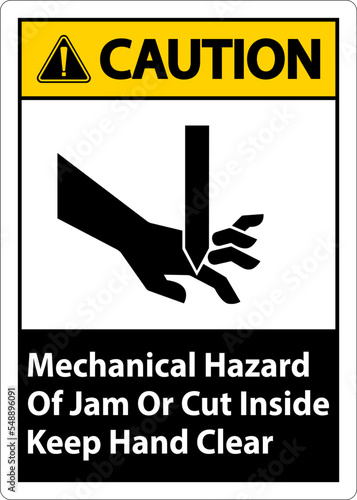 Caution Mechanical Hazard Of Jam Or Cut Inside Keep Hand Clear