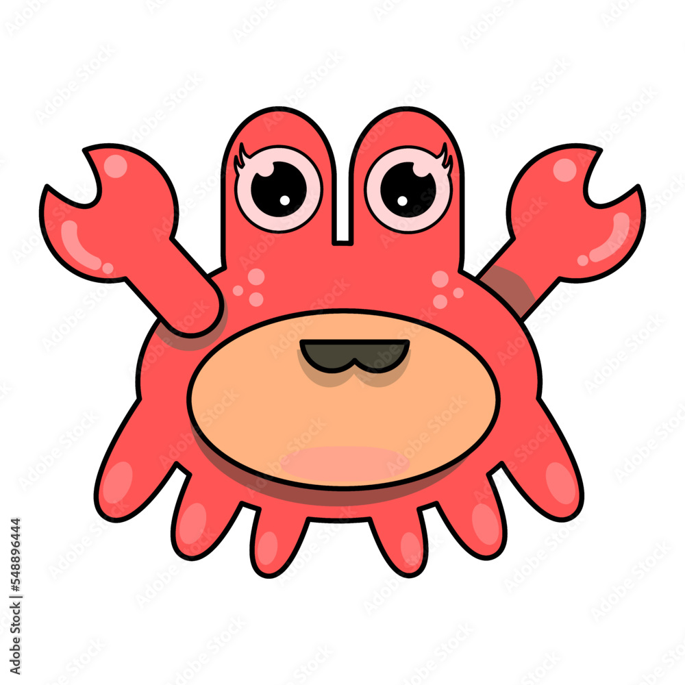 Fototapeta premium cute red crab cartoon.