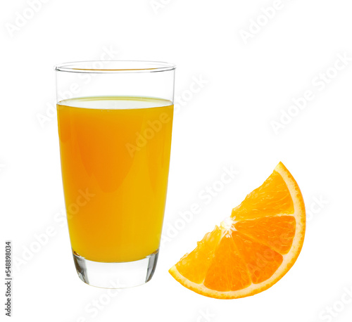 Fresh orange and glass with juice on transparent png