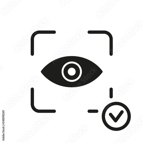 Eye Scan ID Line Icon. Vision Scanning Technology for Security Access Pictogram. Iris Recognition for Biometric Identification Sign. Retina Scanner. Isolated Vector Illustration