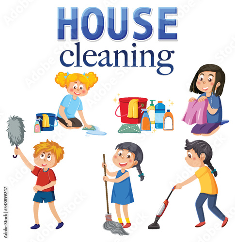 Kids cleaning at home set