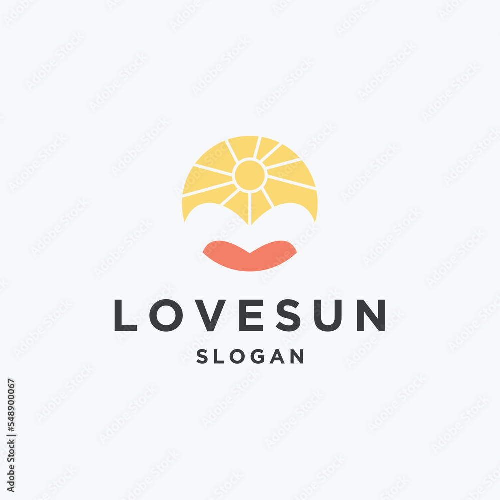 Love sun logo template vector illustration design