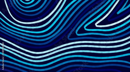 Abstract line contour pattern with blue gradation for background and wallpaper