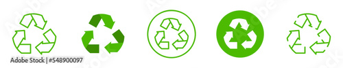 Conjunto de iconos de reciclaje. Cuidado del planeta. Reutilizar, reducir, biodegradable, conservación. Ilustración vectorial