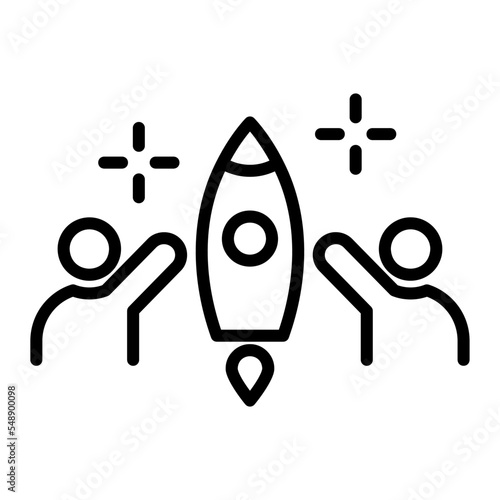 Icono de potenciador de negocio. Lanzamiento de producto al mercado. Marketing, publicidad, rendimiento. Ilustración vectorial