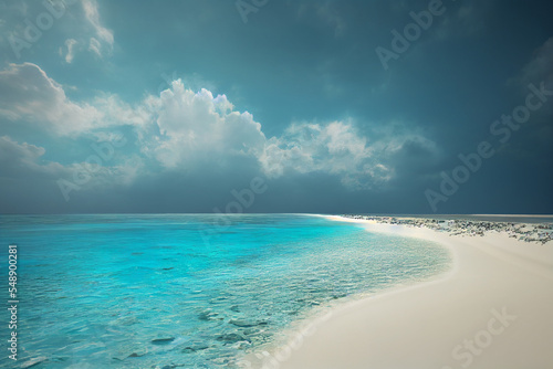 Tropical paradise island, Sky meeting the Beach, Blue sea  © CREATIVE STOCK