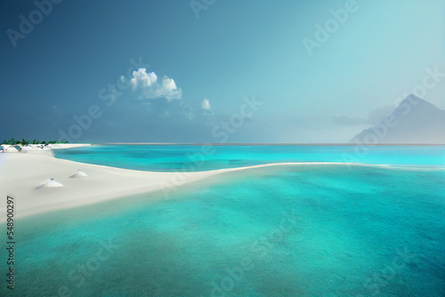 Fototapeta Naklejka Na Ścianę i Meble -  Tropical paradise island, Sky meeting the Beach, Blue sea 