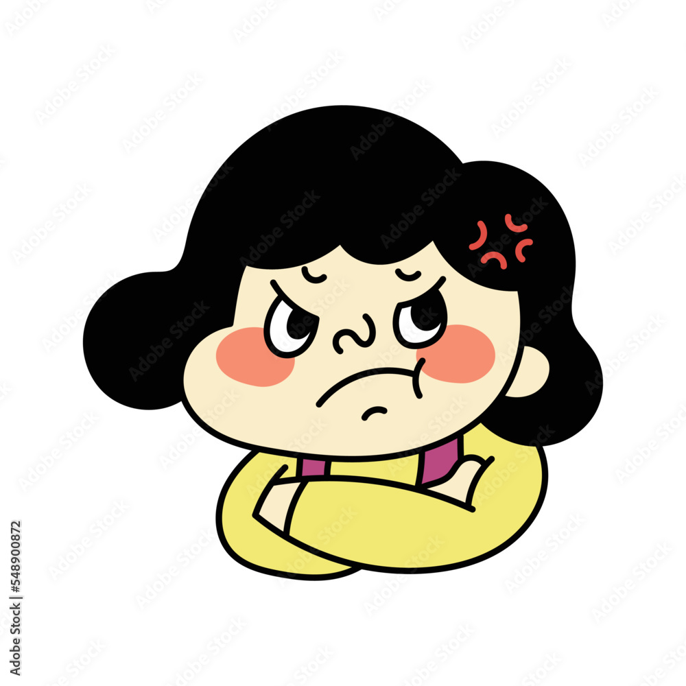 イライラして怒っているコミカルな女性キャラクターイラスト素材 イライラして怒っているコミカルな女性キャラクターイラスト素材