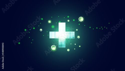 Abstract Health Health Plus symbol beautiful background Blue Green Futuristic Digital Background