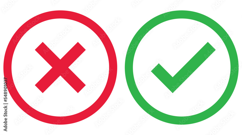 right and wrong icon, confirm and cancel sign of making agreement, positive or negative symbol right and wrong icon, confirm and cancel sign of making agreement, positive or negative symbol