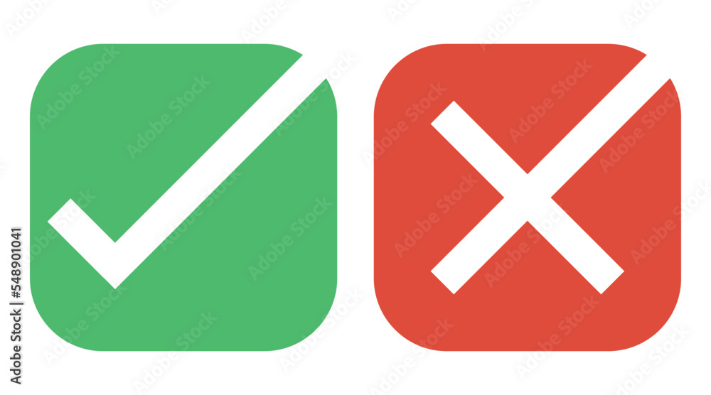 right and wrong icon, confirm and cancel sign of making agreement, positive or negative symbol right and wrong icon, confirm and cancel sign of making agreement, positive or negative symbol