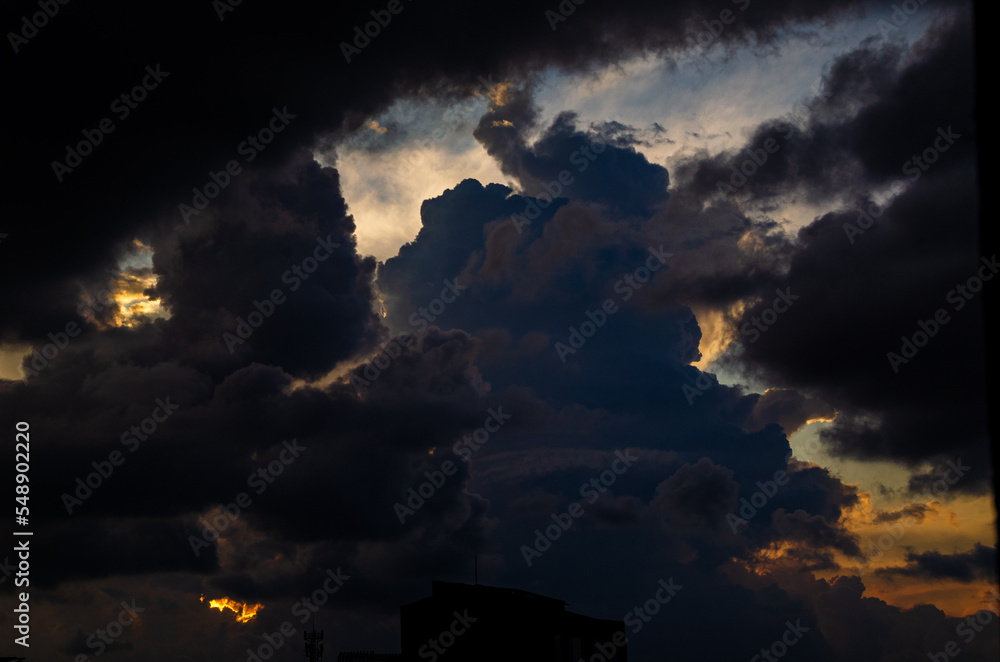 Low angle photo of clouds during sunset in shapes of pareidolia