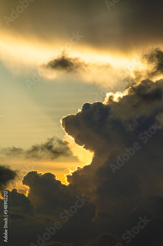Low angle photo of clouds during sunset in shapes of pareidolia