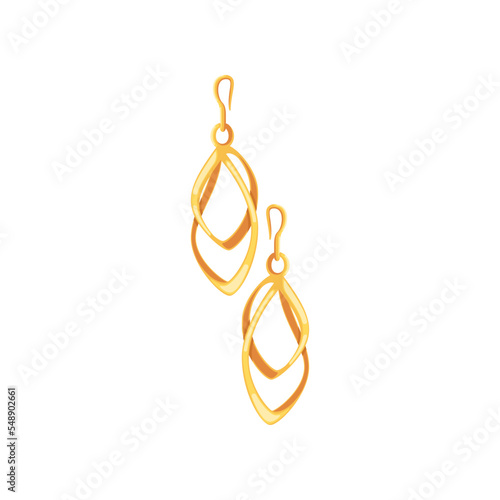 Earrings made of gold vector illustration. Cartoon drawing of elegant golden earrings. Jewelry, accessories, luxury concept
