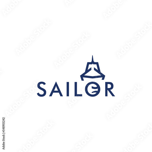 Sailor logo icon design template flat vector