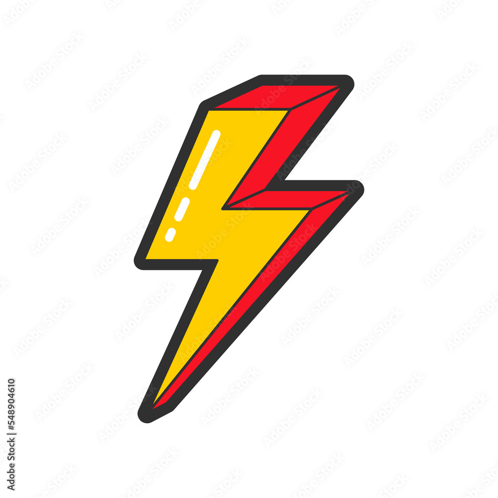 Trendy fashion patch or badge of lightning bolt illustration. Cute lightning sticker. Style, embroidery concept Trendy fashion patch or badge of lightning bolt illustration. Cute lightning sticker. Style, embroidery concept