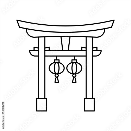 Japan or Chinese gate icon. Best tourist destinations in the world. vector illustration on white background. color editable