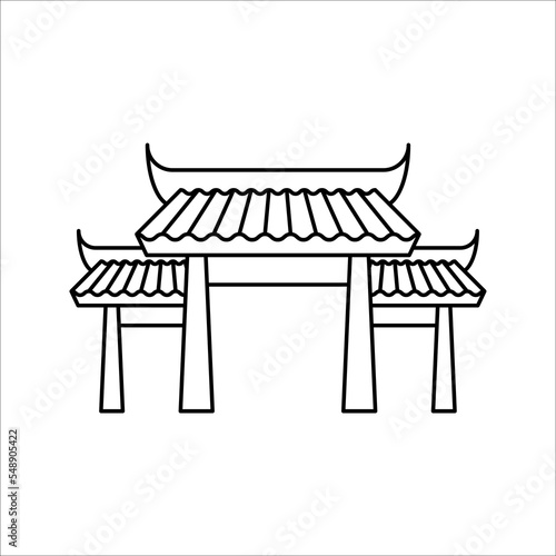 Japan or Chinese gate icon. Best tourist destinations in the world. vector illustration on white background. color editable