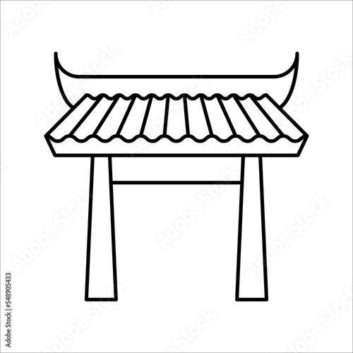 Japan or Chinese gate icon. Best tourist destinations in the world. vector illustration on white background. color editable