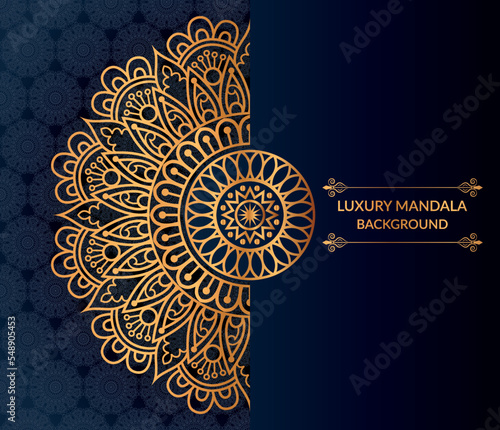 Luxury ornamental mandala design background in gold color vector file