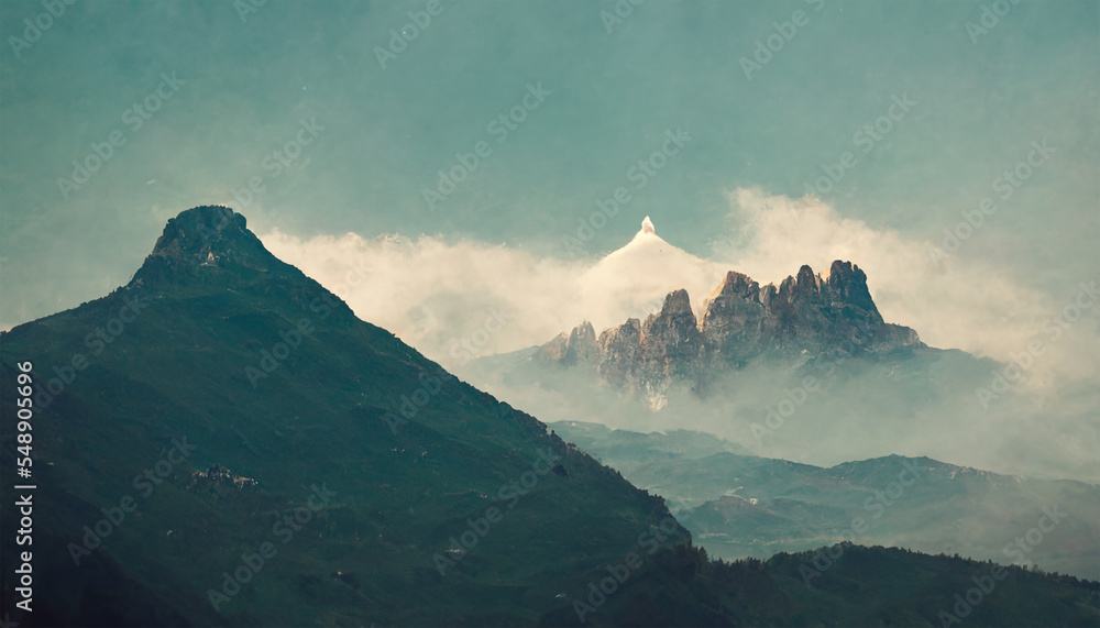 Mountain in italy with cloudy sky