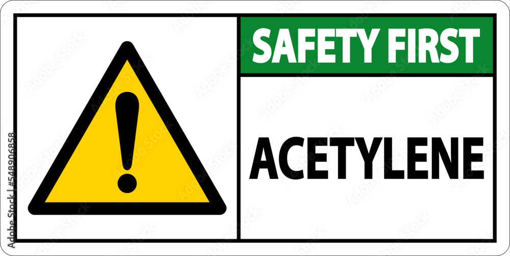 Obraz premium Safety First Acetylene Sign On White Background