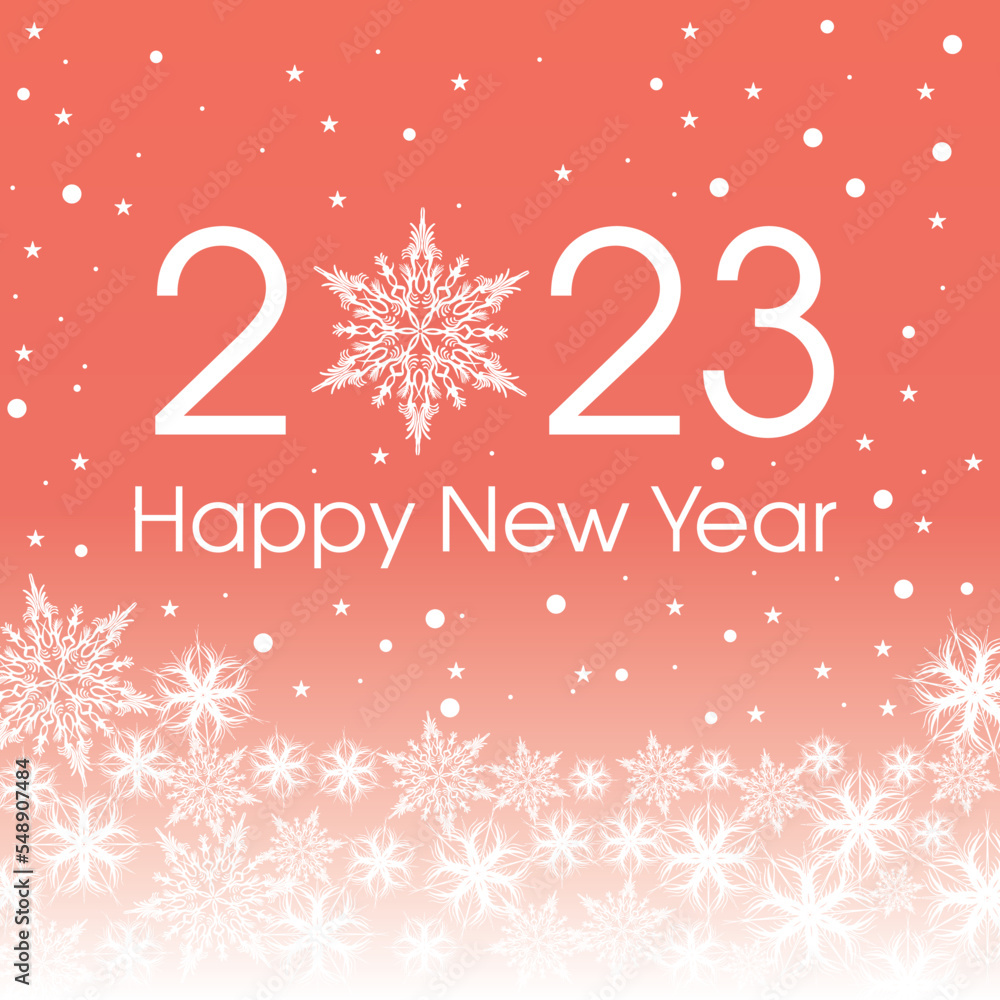 2023 Happy New Year card template. Design patern snowflakes white and pink color. 2023 Happy New Year card template. Design patern snowflakes white and pink color.