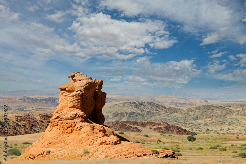 Scenic mountainous landscape with rugged sandstone rock and cloudy sky, Northern Namibia. Scenic mountainous landscape with rugged sandstone rock and cloudy sky, Northern Namibia.