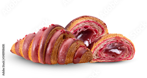 Raspberry Croissant isolated on transparent png