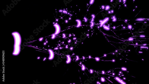 Black background . Motion . A bright background with a view of bright purple lanterns that run all over the footage and change their location in animation.