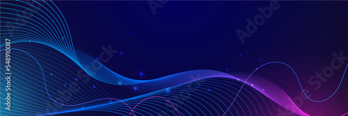 Abstract vector wave line flowing blue and pink purple gradient color isolated on black background for design elements in concept technology, music, science, A.I, tech banner