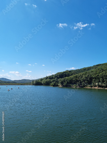 Gyeonggi-do, Korea - 09 24 2022 : It is a landscape with a wide lake. © binimin