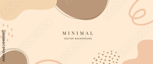 Minimal abstract background vector illustration. Soft earth tone pastel color organic shape with dotted pattern and curve line art. Design for wall art, print, poster, home decor, cover, wallpaper.