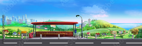 Bus stop on a suburban highway