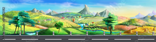 Suburban highway on a sunny day