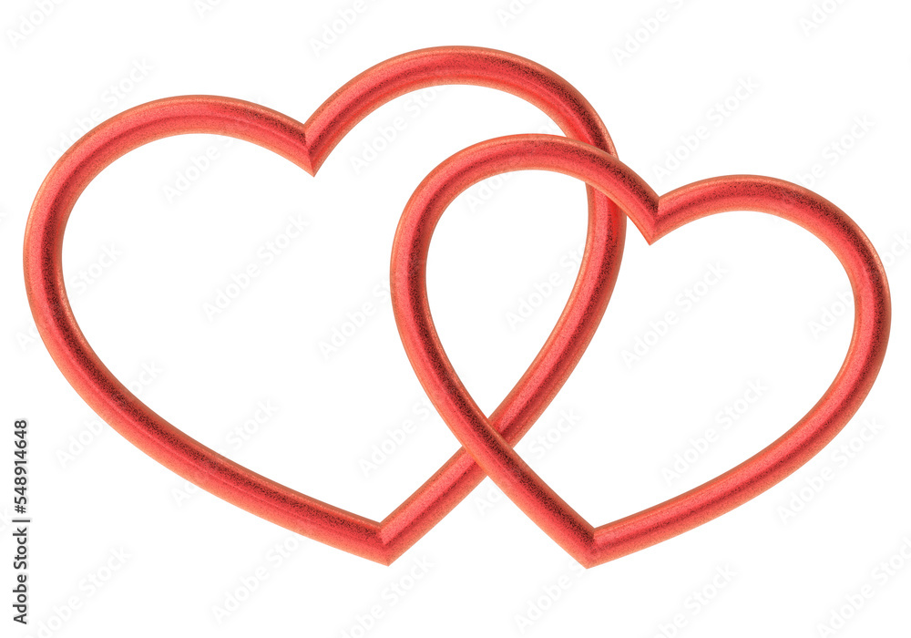 Couple heart. 3D heart. Valentine card decoration. Couple heart. 3D heart. Valentine card decoration.