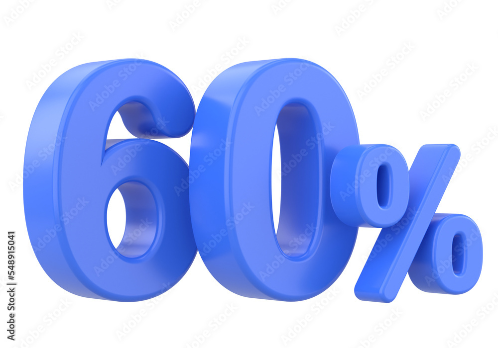 3D 60%. Sixty percent. 3D illustration. 3D 60%. Sixty percent. 3D illustration.
