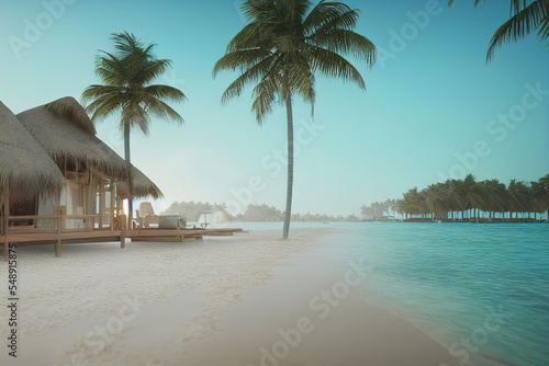 beach with palm trees © CREATIVE STOCK