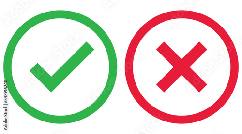 right and wrong icon, confirm and cancel sign of making agreement, positive or negative symbol