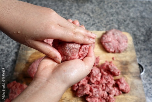 Fresh minced pork for cooking, ingredient for hamburger cooking 