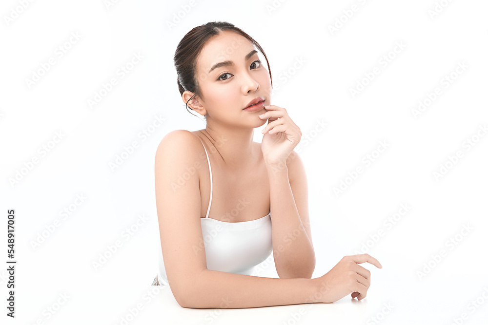 Beautiful young asian woman with clean fresh skin on white background, Face care, Facial treatment, Cosmetology, beauty and spa, Asian women portrait. Beautiful young asian woman with clean fresh skin on white background, Face care, Facial treatment, Cosmetology, beauty and spa, Asian women portrait.