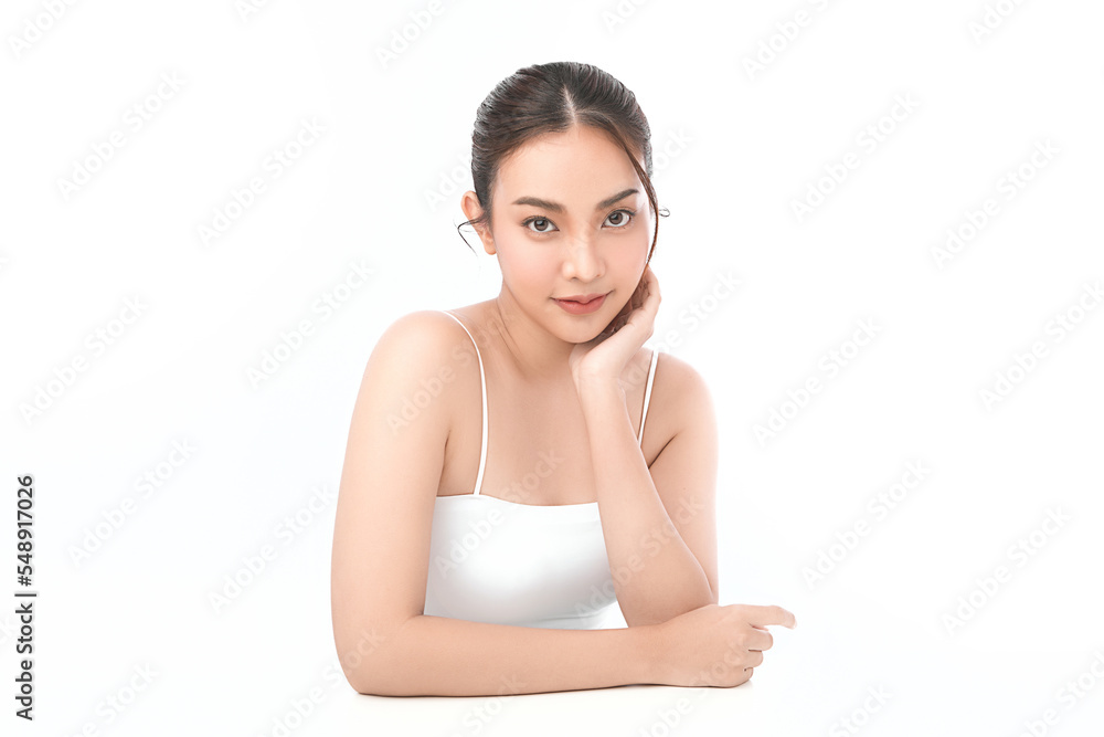 Beautiful young asian woman with clean fresh skin on white background, Face care, Facial treatment, Cosmetology, beauty and spa, Asian women portrait. Beautiful young asian woman with clean fresh skin on white background, Face care, Facial treatment, Cosmetology, beauty and spa, Asian women portrait.