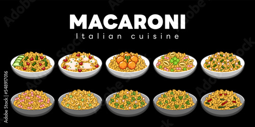 Macaroni vector set collection graphic clipart design