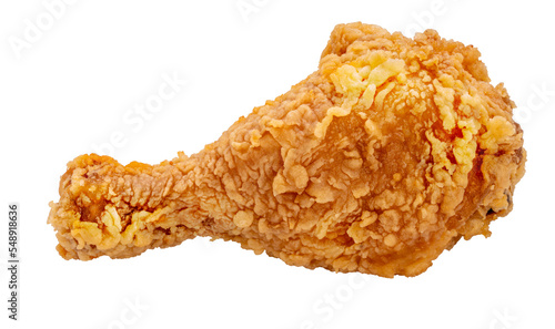 Fried chicken drumstick on white background, Fried chicken on white PNG File. photo