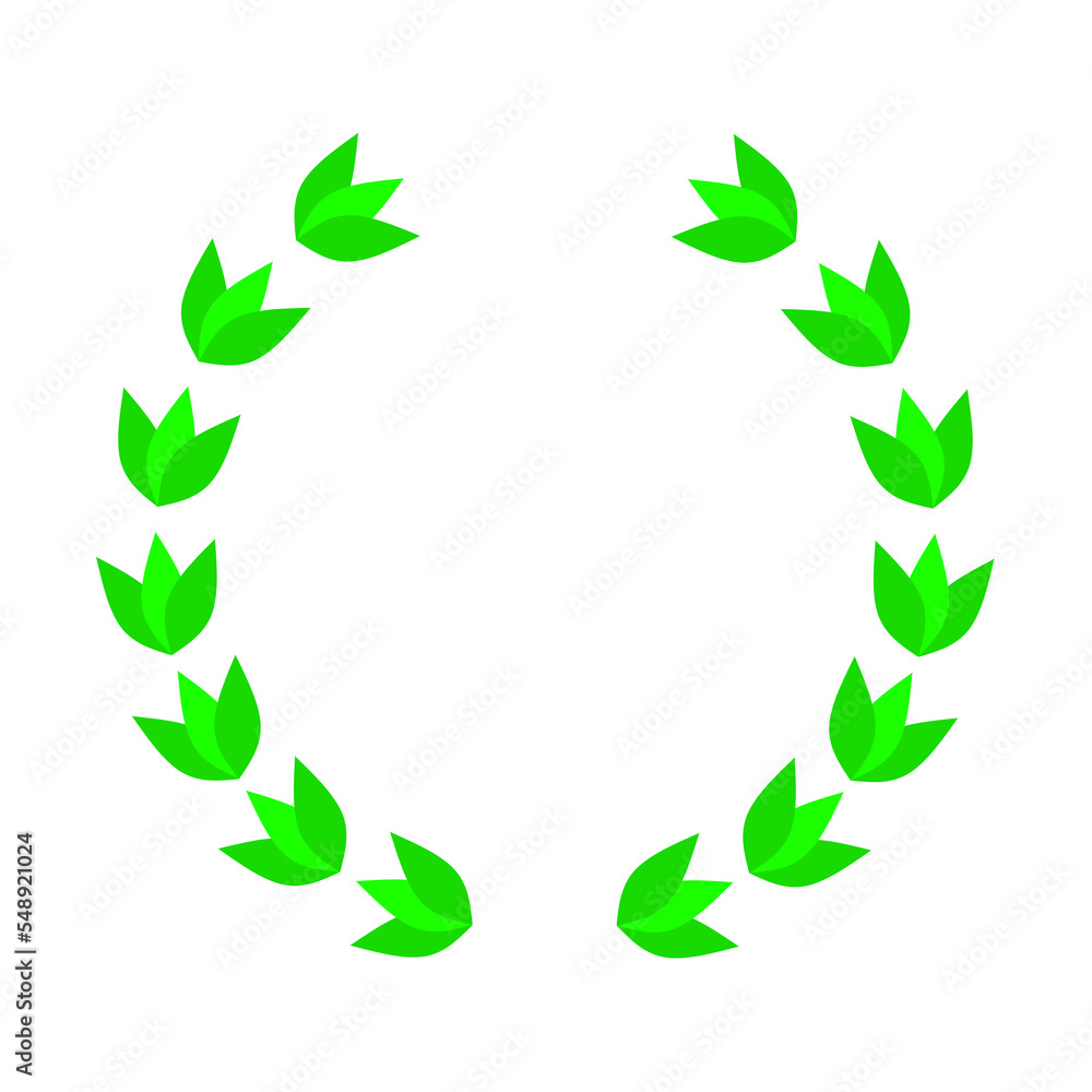 Green laurel wreath vector, winner award template. Emblem decoration design, honor champion prize isolated on white.