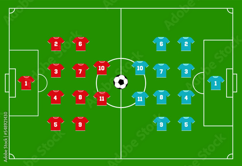 Football field with team formation