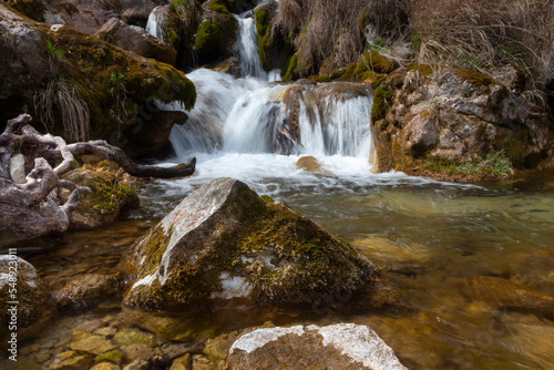 detail of waterfall on mountain canyon