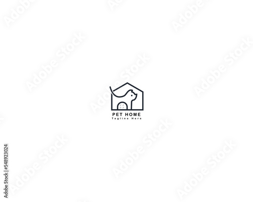 Pet house home logo design template, pet love logo design suitable for pet shop, store, cafe, business, hotel, veterinary clinic, Domestic animal vector illustration logotype, sign or symbol.