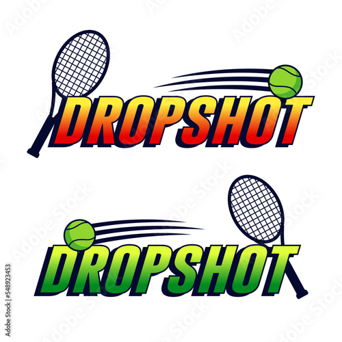 Dropshot in tennis sport with racket and ball vector design